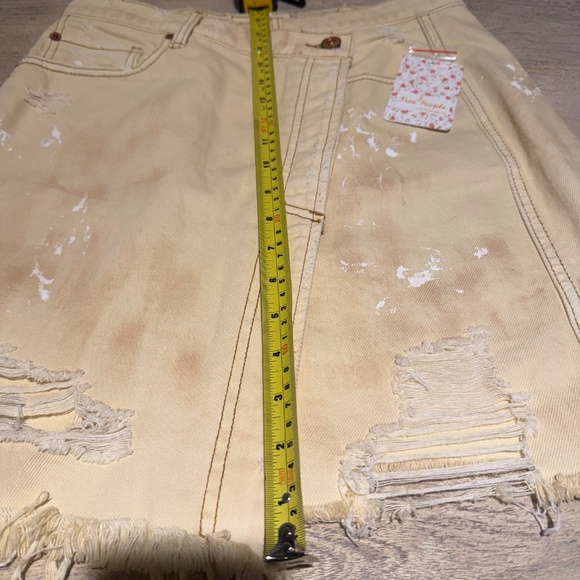 Free People Parker Wrap Butter Cream Distressed Denim Mini Skirt Size 27 New NWT - Picture 14 of 15